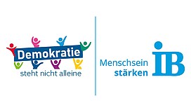 Logo des Internationalen Bundes sowie des Jahres der Demokratie