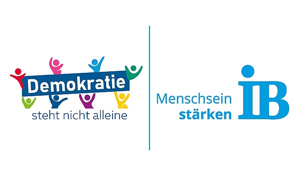 Logo des Internationalen Bundes sowie des Jahres der Demokratie